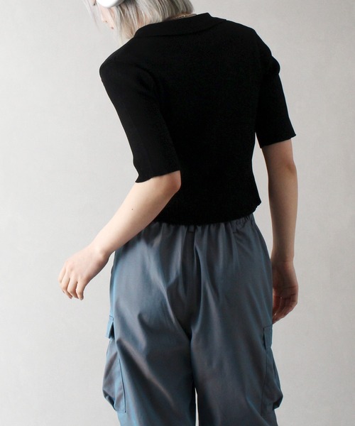 SpRay（スプレイ）の「リブダブルファスナークロップド丈トップス（Tシャツ/カットソー・レディース・グレー/ブラック/アイボリー/ブルー・FREE）」の14枚目の写真