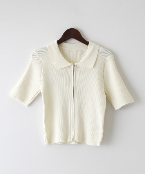 SpRay（スプレイ）の「リブダブルファスナークロップド丈トップス（Tシャツ/カットソー・レディース・グレー/ブラック/アイボリー/ブルー・FREE）」の21枚目の写真