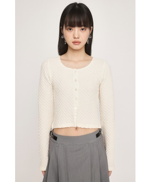 SLY（スライ）の「BUMPY CUT JQ C/D バンピー カット ジャガード カーディガン（カーディガン/ボレロ・レディース・ブラック/アイボリー/ブルー/ライトイエロー・FREE）」の5枚目の写真