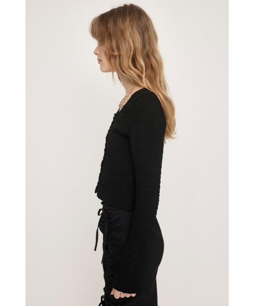 SLY（スライ）の「BUMPY CUT JQ C/D バンピー カット ジャガード カーディガン（カーディガン/ボレロ・レディース・ブラック/アイボリー/ブルー/ライトイエロー・FREE）」の20枚目の写真