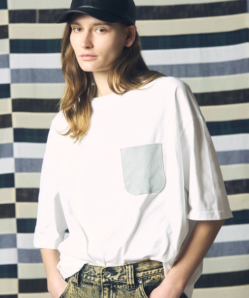 N-193 maison special バンドカラー　ホワイト　新品　サイズ1 UNISEX》Flower Hand-Printed Oversized Stitched Crew Neck T