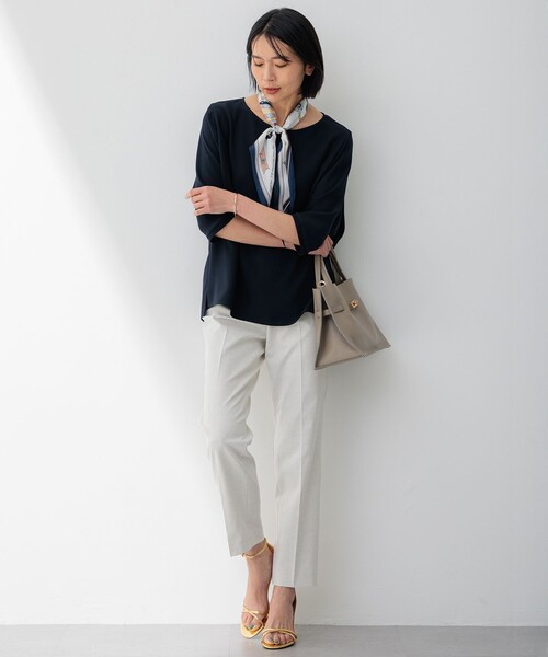 23区(ニジュウサンク)の「【セットアップ対応/洗える】コットンリネン オックスストレッチ テーパード パンツ(その他パンツ・レディース・ブラック系/ブラック系1/ライトグレー系・40/38/36)」の6枚目の写真