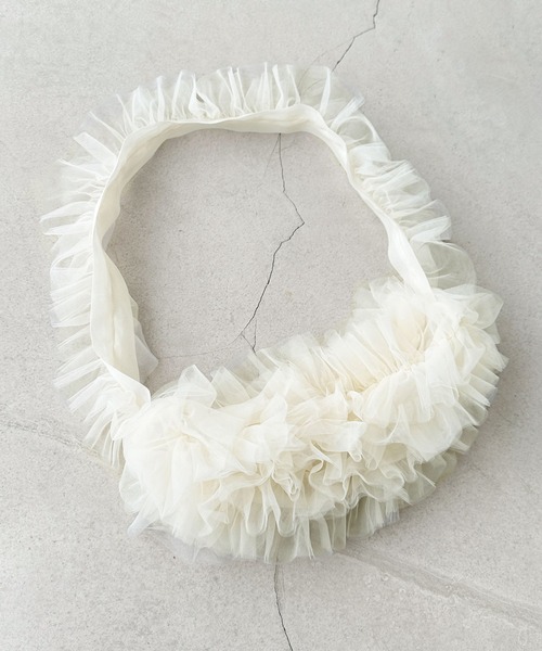 mily bilet（ミウィビレット）の「【mily bilet】大胆なフリルが大人可愛い。チュール使いフリルバッグ（ショルダーバッグ・レディース・アイボリー/ブラック・ONE SIZE）」の13枚目の写真