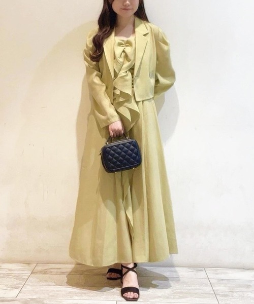 NOELA(ノエラ)の「シャーリングデザインキャミワンピ(ワンピース・レディース・ライトグリーン/ブラック/ラベンダー・M/S)」の1枚目の写真