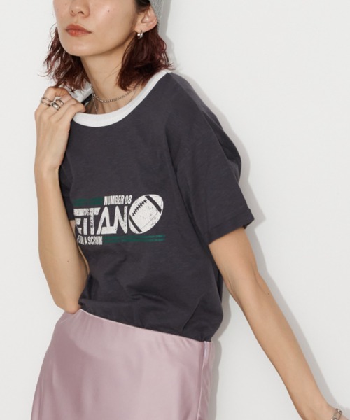 ヴィンテージライクネップリンガーアメフトTEE（Tシャツ