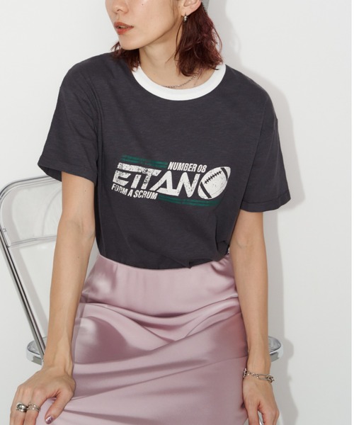 Auntie Rosa Holiday（アンティローザホリデー）の「ヴィンテージライクネップリンガーアメフトTEE（Tシャツ/カットソー・レディース・ホワイト系その他/チャコールグレー/オフホワイト・FREE）」の12枚目の写真
