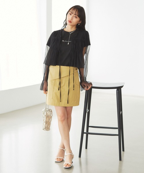 VIS（ビス）の「【前後2WAY】袖シャーリングチュールリボンブラウス（シャツ/ブラウス・レディース・ホワイト/ブラウン/ブラック・FREE）」の14枚目の写真