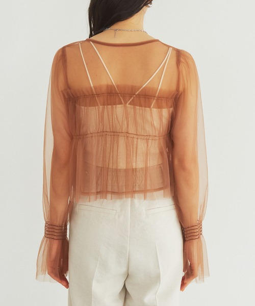 VIS（ビス）の「【前後2WAY】袖シャーリングチュールリボンブラウス（シャツ/ブラウス・レディース・ホワイト/ブラウン/ブラック・FREE）」の21枚目の写真