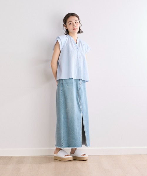 INED CLARO(イネドクラロ)の「デニムロングスカート(スカート・レディース・インディゴブルー・11号/9号)」の2枚目の写真