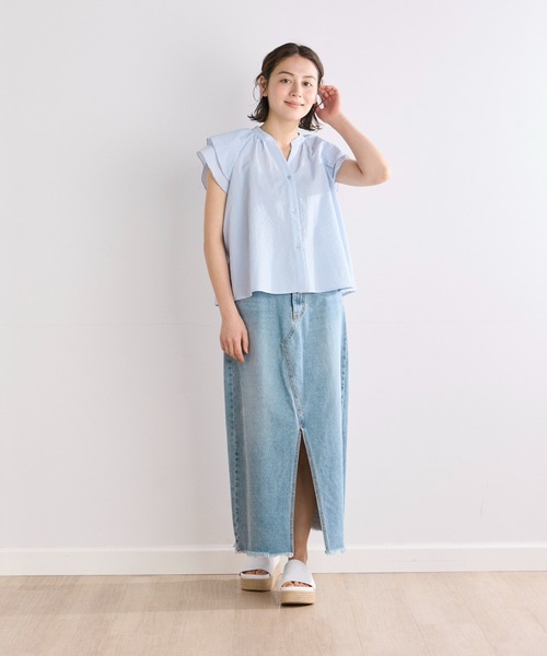 INED CLARO(イネドクラロ)の「デニムロングスカート(スカート・レディース・インディゴブルー・11号/9号)」の4枚目の写真