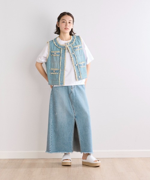 INED CLARO(イネドクラロ)の「デニムロングスカート(スカート・レディース・インディゴブルー・11号/9号)」の15枚目の写真