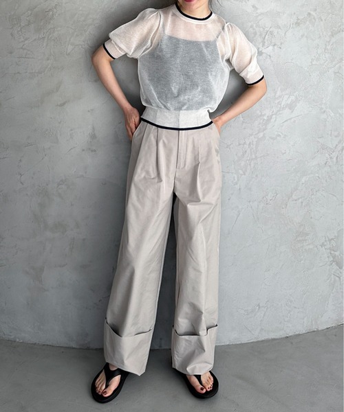 feepur（フェピュール）の「【ハンドウォッシャブル】バイカラーシアーパフニット（ニット/セーター・レディース・ブラック/オフホワイト/グレー・MEDIUM）」の19枚目の写真