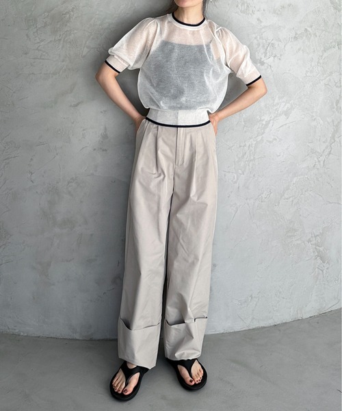 feepur（フェピュール）の「【ハンドウォッシャブル】バイカラーシアーパフニット（ニット/セーター・レディース・ブラック/オフホワイト/グレー・MEDIUM）」の21枚目の写真