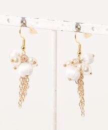 【katea.】巻き玉とチェーンタッセルのフックピアス