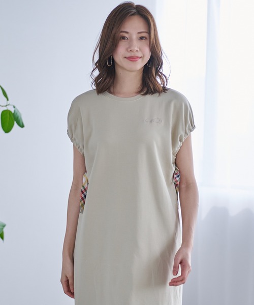 Arnold Palmer（アーノルドパーマー）の「スリーブデザイン シルケットタッチ ワンピース（ワンピース・レディース・チャコールグレー/ベージュ/サックスブルー・M/S/L）」の10枚目の写真