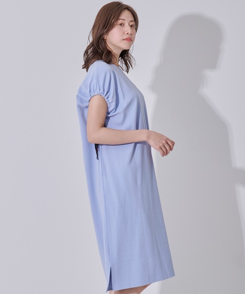 Arnold Palmer（アーノルドパーマー）の「スリーブデザイン シルケットタッチ ワンピース（ワンピース・レディース・チャコールグレー/ベージュ/サックスブルー・M/S/L）」の5枚目の写真