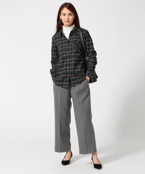 GLOBAL WORK（グローバルワーク）の「フランネル2WAYシャツ長袖/563544（シャツ/ブラウス・レディース・ネイビー/イエロー/グリーン/ホワイト系その他/オフホワイト/ホワイト/レッド・MEDIUM/LARGE/SMALL）」の12枚目の写真