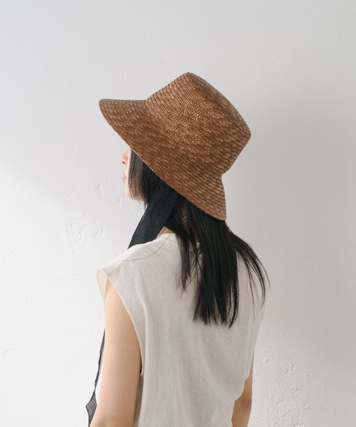 Kastane（カスタネ）の「リボン付きストローハット（ハット・レディース・ライトグレー/ブラウン/ブラック・FREE）」の6枚目の写真