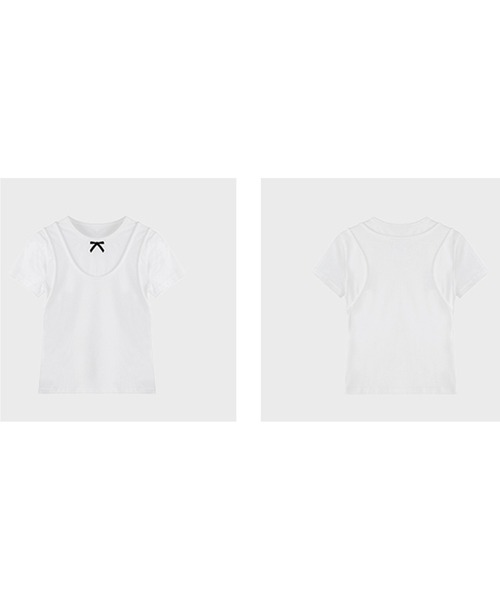 Fano Studios(ファノ ストゥディオズ)の「クルーネック レイヤードデザイン Tシャツ FX24S051【Fano Studios】(Tシャツ/カットソー・レディース・ホワイト・S/M/L)」の4枚目の写真