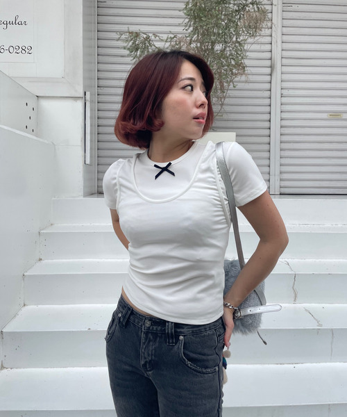 Fano Studios(ファノ ストゥディオズ)の「クルーネック レイヤードデザイン Tシャツ FX24S051【Fano Studios】(Tシャツ/カットソー・レディース・ホワイト・S/M/L)」の19枚目の写真