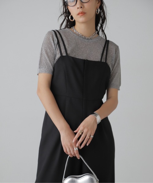 FREE'S MART（フリーズマート）の「◆麻調合繊ダブルストラップコンビネゾン（つなぎ/オールインワン・レディース・ベージュ/ブラック・MEDIUM/SMALL）」の8枚目の写真