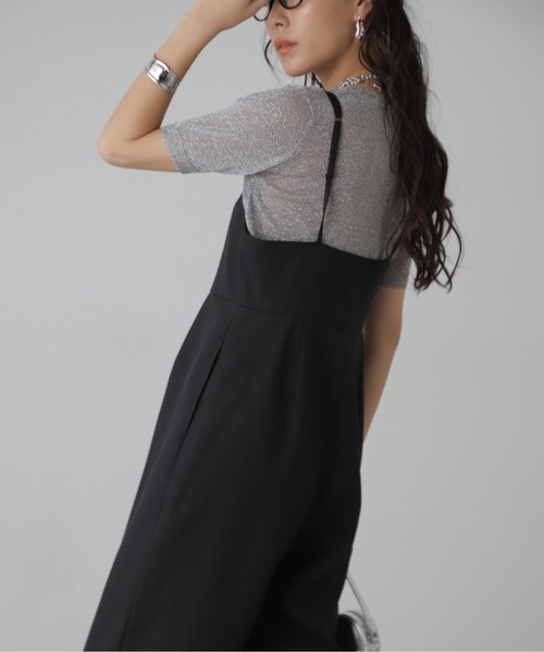 FREE'S MART（フリーズマート）の「◆麻調合繊ダブルストラップコンビネゾン（つなぎ/オールインワン・レディース・ベージュ/ブラック・MEDIUM/SMALL）」の11枚目の写真