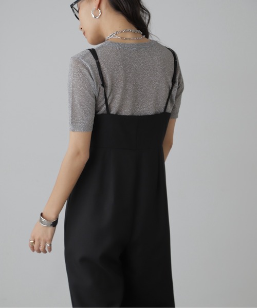 FREE'S MART（フリーズマート）の「◆麻調合繊ダブルストラップコンビネゾン（つなぎ/オールインワン・レディース・ベージュ/ブラック・MEDIUM/SMALL）」の12枚目の写真