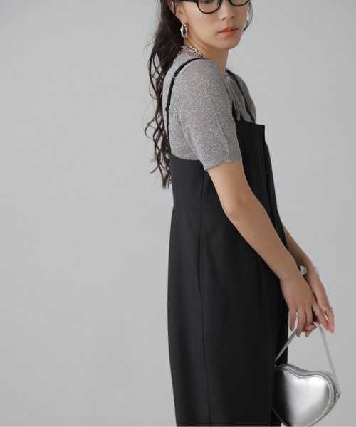 FREE'S MART（フリーズマート）の「◆麻調合繊ダブルストラップコンビネゾン（つなぎ/オールインワン・レディース・ベージュ/ブラック・MEDIUM/SMALL）」の13枚目の写真