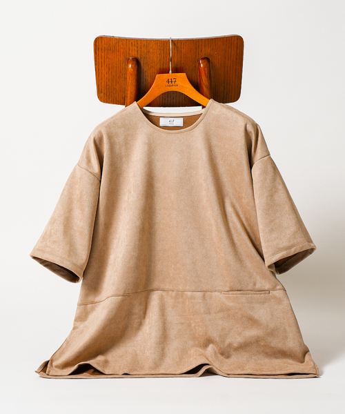 417 EDIFICE（フォーワンセブンエディフィス）の「フェイクスエードTシャツ（Tシャツ/カットソー・メンズ・ブラック/ベージュ・LARGE/MEDIUM）」の4枚目の写真