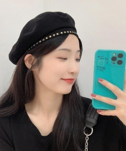 Mayree（メイリー）の「【urge select】スター スタッズ ベレー帽（ハンチング/ベレー帽・レディース・ブラック・FREE）」の2枚目の写真