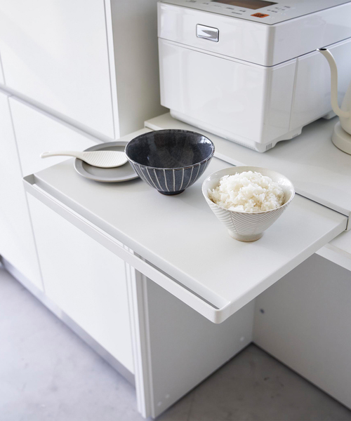 山崎実業【TOWER/タワー】キッチン家電下スライドテーブル（食器）｜journal standard Furniture （ジャーナルスタンダードファニチャー）