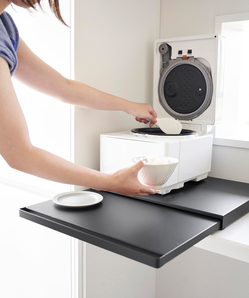 山崎実業【TOWER/タワー】キッチン家電下スライドテーブル（食器）｜journal standard Furniture （ジャーナルスタンダードファニチャー）