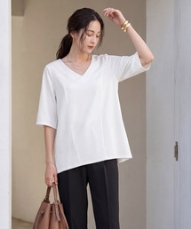 【Made in JAPAN】カットジョーゼット５分袖フレアブラウス