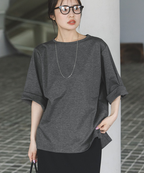 Room no.8（ルームエイト）の「Room no.8/ルームエイト スーピマコットンハーフスリーブTEE（Tシャツ/カットソー・レディース・レッド/ブラック/ライトグレー/ホワイト・FREE）」の4枚目の写真