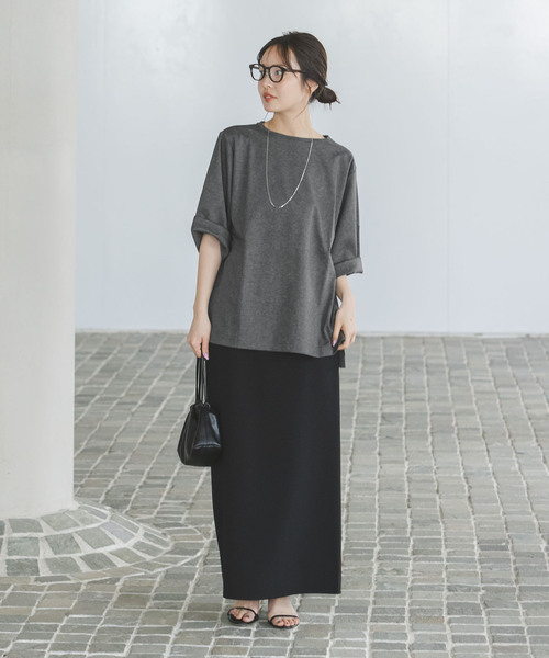 Room no.8（ルームエイト）の「Room no.8/ルームエイト スーピマコットンハーフスリーブTEE（Tシャツ/カットソー・レディース・レッド/ブラック/ライトグレー/ホワイト・FREE）」の10枚目の写真
