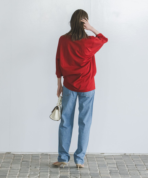 Room no.8（ルームエイト）の「Room no.8/ルームエイト スーピマコットンハーフスリーブTEE（Tシャツ/カットソー・レディース・レッド/ブラック/ライトグレー/ホワイト・FREE）」の19枚目の写真