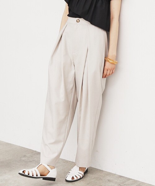 THE SHOP TK (ザ ショップ ティーケー )の「◆【脚長・美シルエット】麻調ハイウエストタックパンツ/洗濯機OK(その他パンツ・レディース・スミクロ/ナチュラル・12/13)」の7枚目の写真