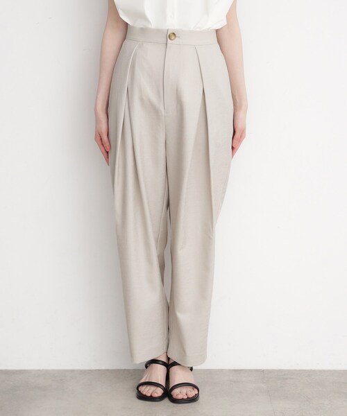 THE SHOP TK (ザ ショップ ティーケー )の「◆【脚長・美シルエット】麻調ハイウエストタックパンツ/洗濯機OK(その他パンツ・レディース・スミクロ/ナチュラル・12/13)」の9枚目の写真