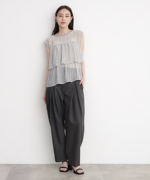 THE SHOP TK (ザ ショップ ティーケー )の「◆【脚長・美シルエット】麻調ハイウエストタックパンツ/洗濯機OK(その他パンツ・レディース・スミクロ/ナチュラル・12/13)」の17枚目の写真