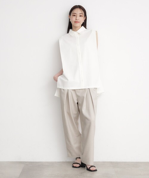 THE SHOP TK (ザ ショップ ティーケー )の「◆【脚長・美シルエット】麻調ハイウエストタックパンツ/洗濯機OK(その他パンツ・レディース・スミクロ/ナチュラル・12/13)」の22枚目の写真