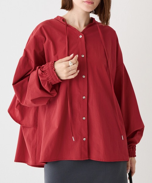 LAVEANGE（ラビアンジェ）の「【洗える】ギャザーフレアブラウス（シャツ/ブラウス・レディース・ボルドー/キャメル/ブラック・M/LL/3L/4L/5L）」の3枚目の写真
