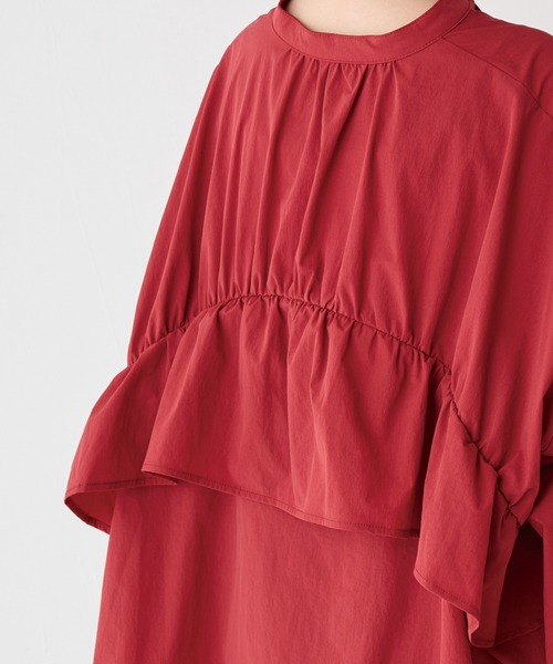 LAVEANGE（ラビアンジェ）の「【洗える】ギャザーフレアブラウス（シャツ/ブラウス・レディース・ボルドー/キャメル/ブラック・M/LL/3L/4L/5L）」の8枚目の写真