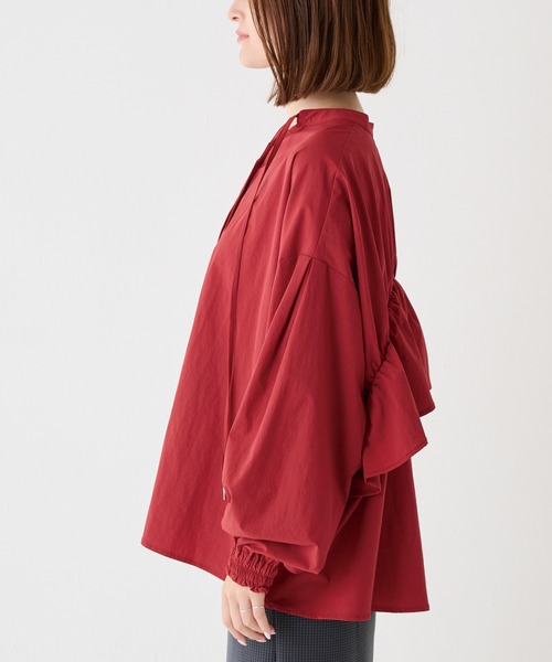 LAVEANGE（ラビアンジェ）の「【洗える】ギャザーフレアブラウス（シャツ/ブラウス・レディース・ボルドー/キャメル/ブラック・M/LL/3L/4L/5L）」の10枚目の写真
