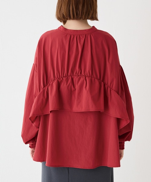 LAVEANGE（ラビアンジェ）の「【洗える】ギャザーフレアブラウス（シャツ/ブラウス・レディース・ボルドー/キャメル/ブラック・M/LL/3L/4L/5L）」の11枚目の写真