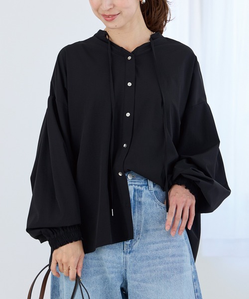 LAVEANGE（ラビアンジェ）の「【洗える】ギャザーフレアブラウス（シャツ/ブラウス・レディース・ボルドー/キャメル/ブラック・M/LL/3L/4L/5L）」の17枚目の写真