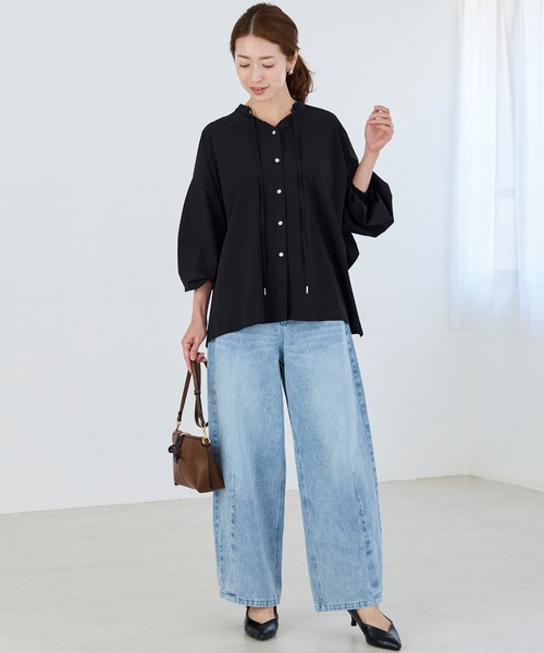 LAVEANGE（ラビアンジェ）の「【洗える】ギャザーフレアブラウス（シャツ/ブラウス・レディース・ボルドー/キャメル/ブラック・M/LL/3L/4L/5L）」の21枚目の写真