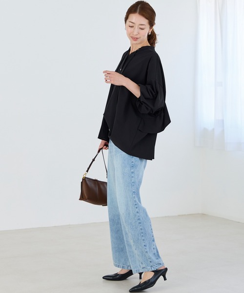 LAVEANGE（ラビアンジェ）の「【洗える】ギャザーフレアブラウス（シャツ/ブラウス・レディース・ボルドー/キャメル/ブラック・M/LL/3L/4L/5L）」の22枚目の写真