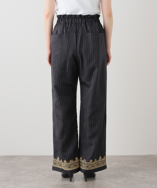PONTI（ポンティ）の「PONTI SHEER STRIPE FABRIC EMB HEM PANTS PO10012：パンツ（その他パンツ・レディース・ネイビー・SMALL）」の13枚目の写真