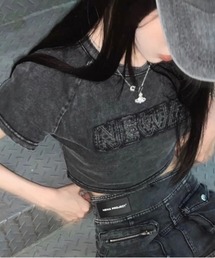 ヴィンテージ風フロントロゴコンパクトTシャツ