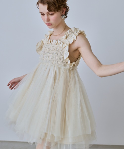 perna チュールギャザーキャミソール